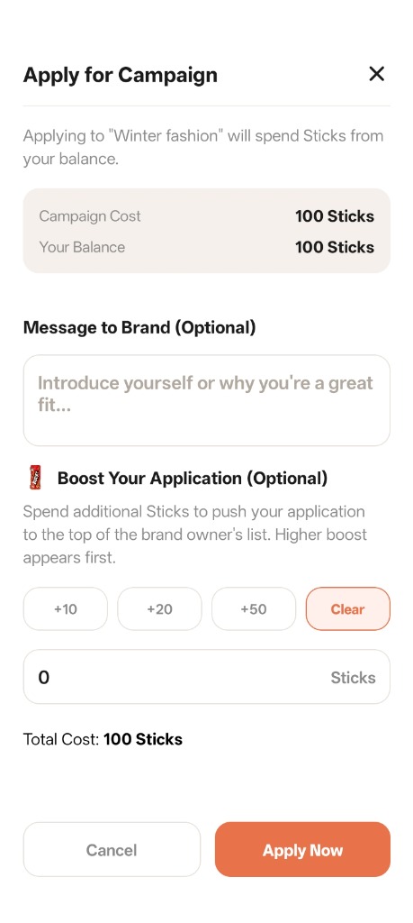 SpreadB Apply Proposal Screen