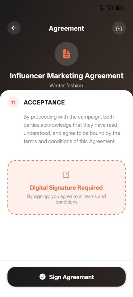 SpreadB Digital Signature Screen