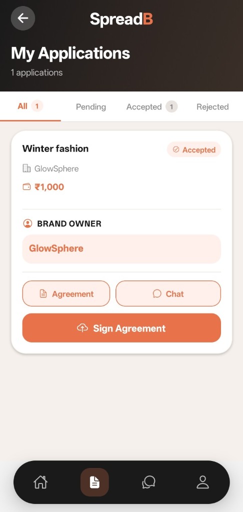 SpreadB Application Accepted