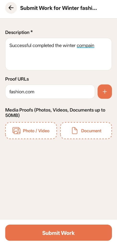SpreadB Submit Work Form Filled