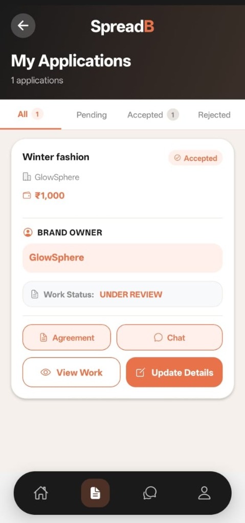 SpreadB Application Under Review State